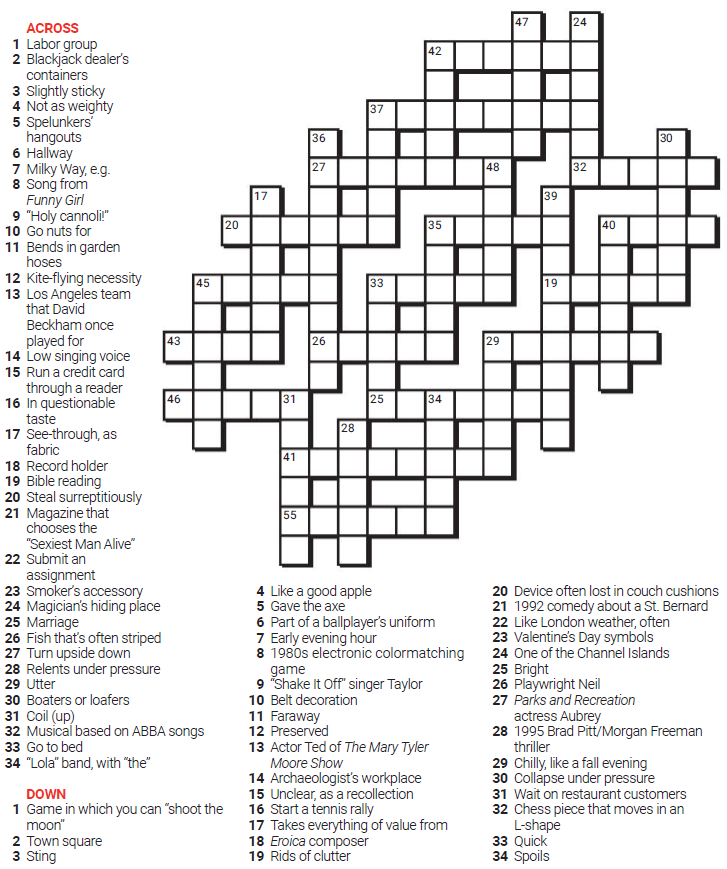 Each answer word in this crossword variation has two clues leading to